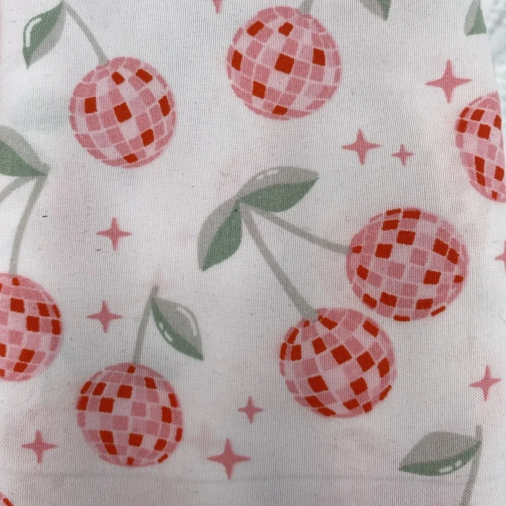 Peri Home Sheet Set KING White Pink Cherries Cherry Disco Balls Whimsical